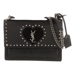 Grained Calfskin Studded Medium Monogram Heart Sunset Black
